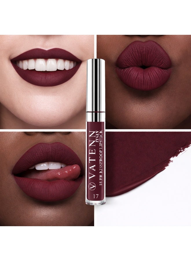 VATENN ITALY 18 Hr Kissproof Lipstick 17 Matte liquid lipstick, Lead-Free ,No Dry Feel, Weightless Feel, Vinyl Ink Kissproof /Lip Lingerie Transfer-Proof, All Day Wear. - Image 2